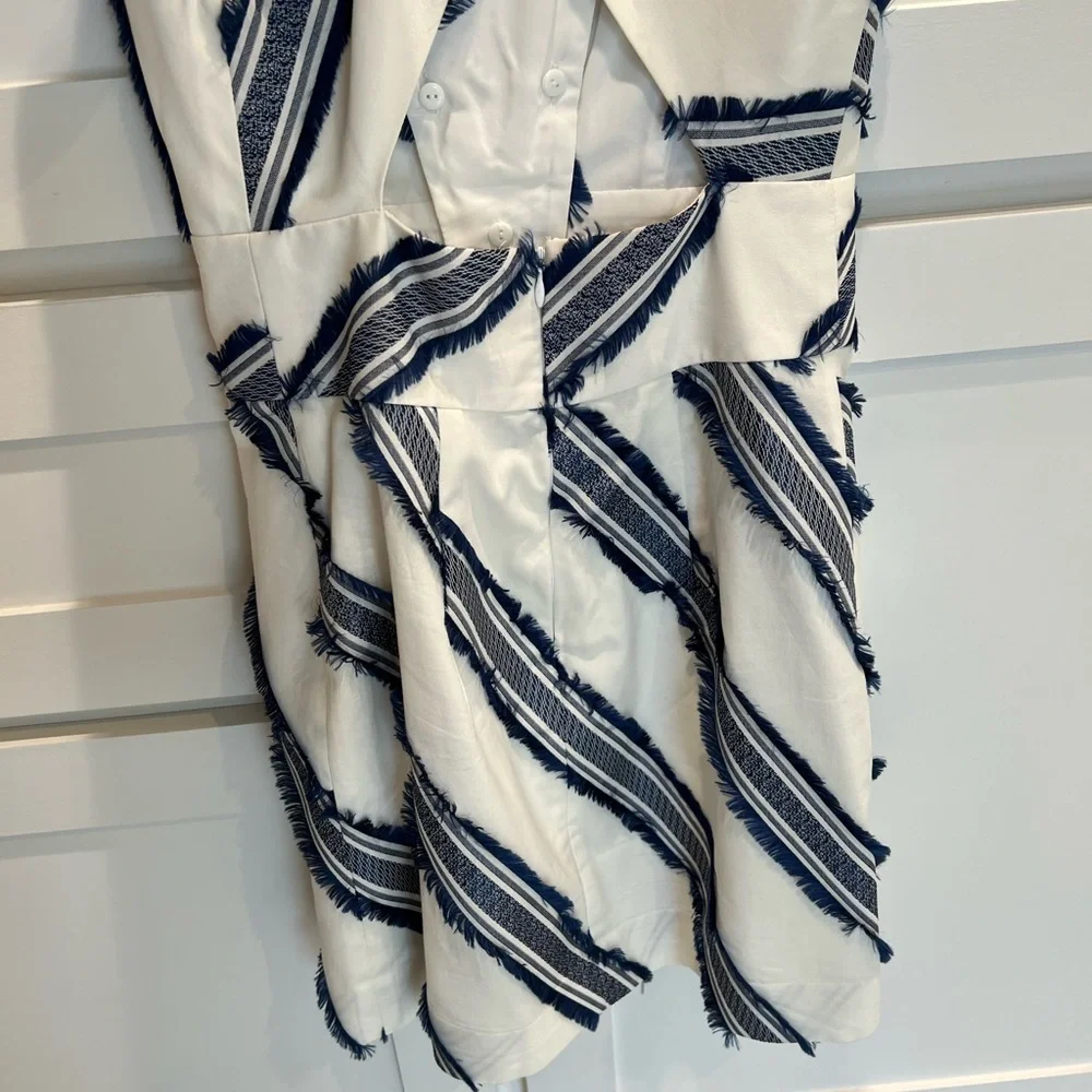 Milly White Dress with Blue Embroidery - Picture 7 of 9